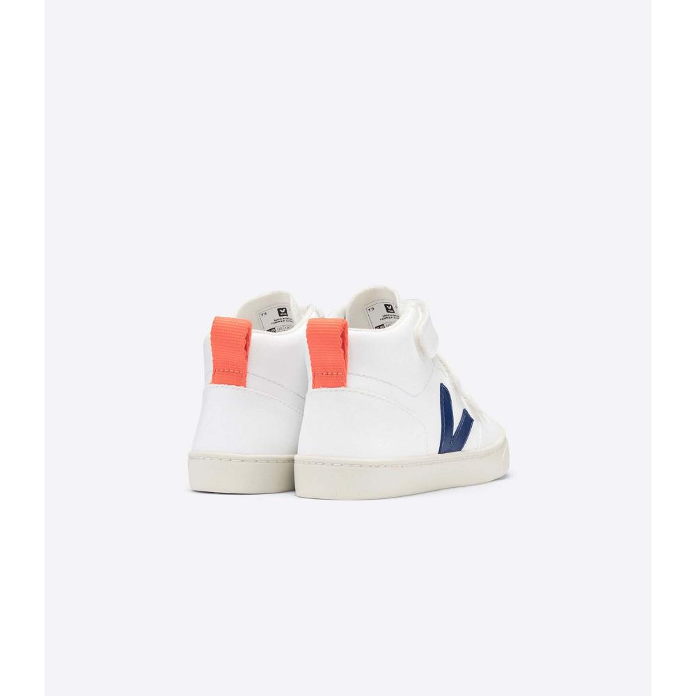 Veja V-10 MID CWL Kids' Shoes White/Blue/Orange | NZ 796VRW